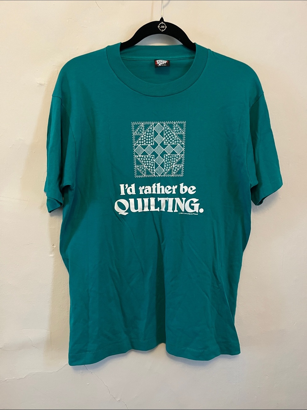 Vintage Teal 'I'd Rather Be Quilting' Graphic Tee